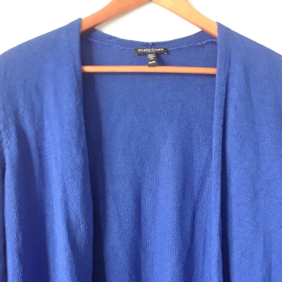 Eileen Fisher Linen + Cotton Royal Blue Cardigan - Picture 8 of 9